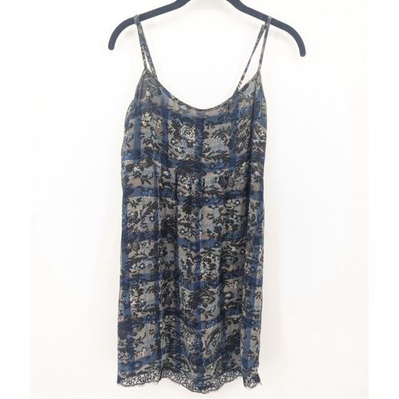 MNG Collection Dress Womens 4 Blue Floral Lace Y2K 90s Fairy Goth Grunge Slip - Picture 1 of 12